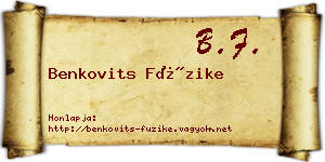 Benkovits Füzike névjegykártya